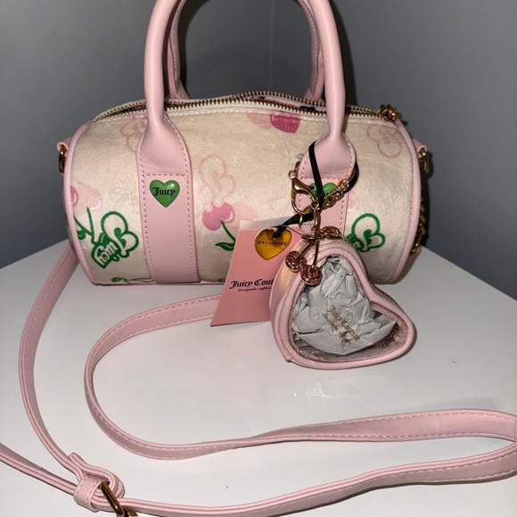 Juicy Couture Cherry Gelato Mini Barrel Bag Cream Pink Y2K Retro Crossbody - Picture 3 of 6